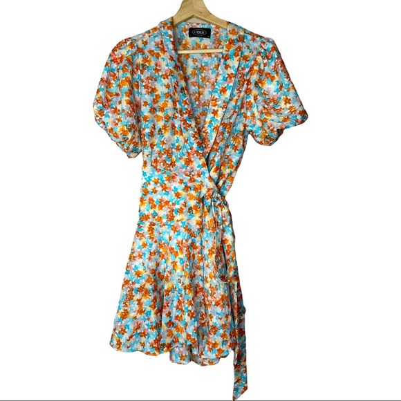 Cider Dresses & Skirts - Cider Floral Wrap dress with statement poof sleeves cottage prairie country S